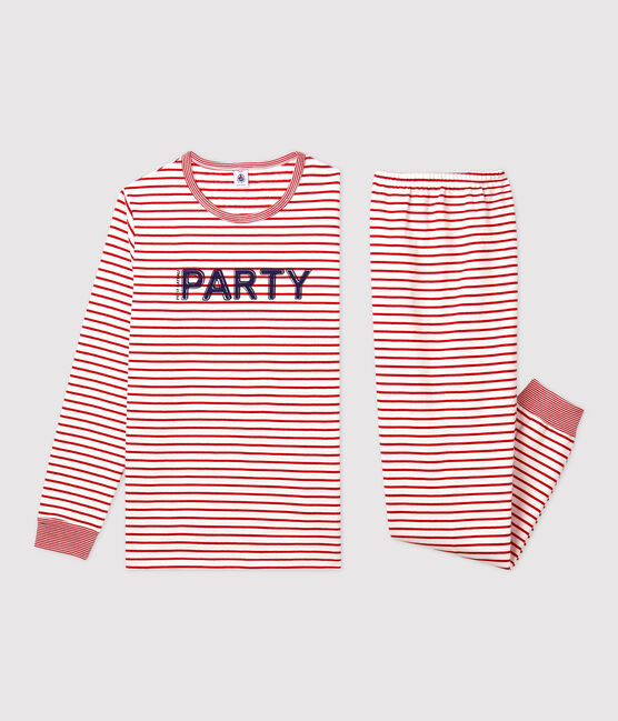 Pijama marinero rojo de niña/niño de muletón blanco MARSHMALLOW/rojo TERKUIT